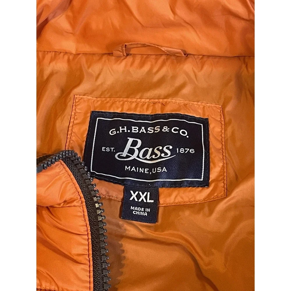 G.H. Bass & Co Men's 2XL Double Layer Zip Up Brown and Orange Puffer Vest Style - Picture 4 of 9